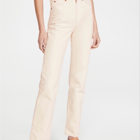 SLVRLAKE Women's Soft Cream Straight Leg Jeans